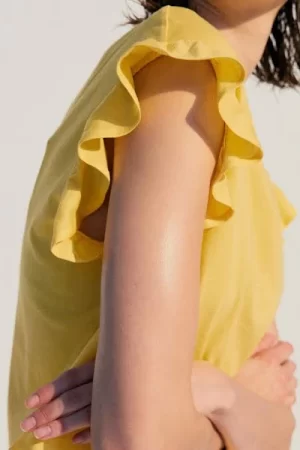 Yellow Cotton Frill Top