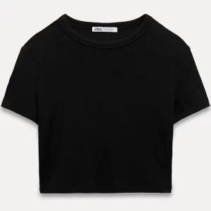 Black Printed American Crepe Pleated Top