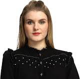 Black Cotton Picoting Frill Top