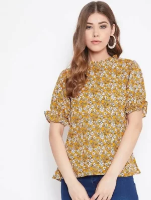 Mustard American Crepe Frill Top