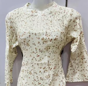 White Printed Reyon Waist Knot Top